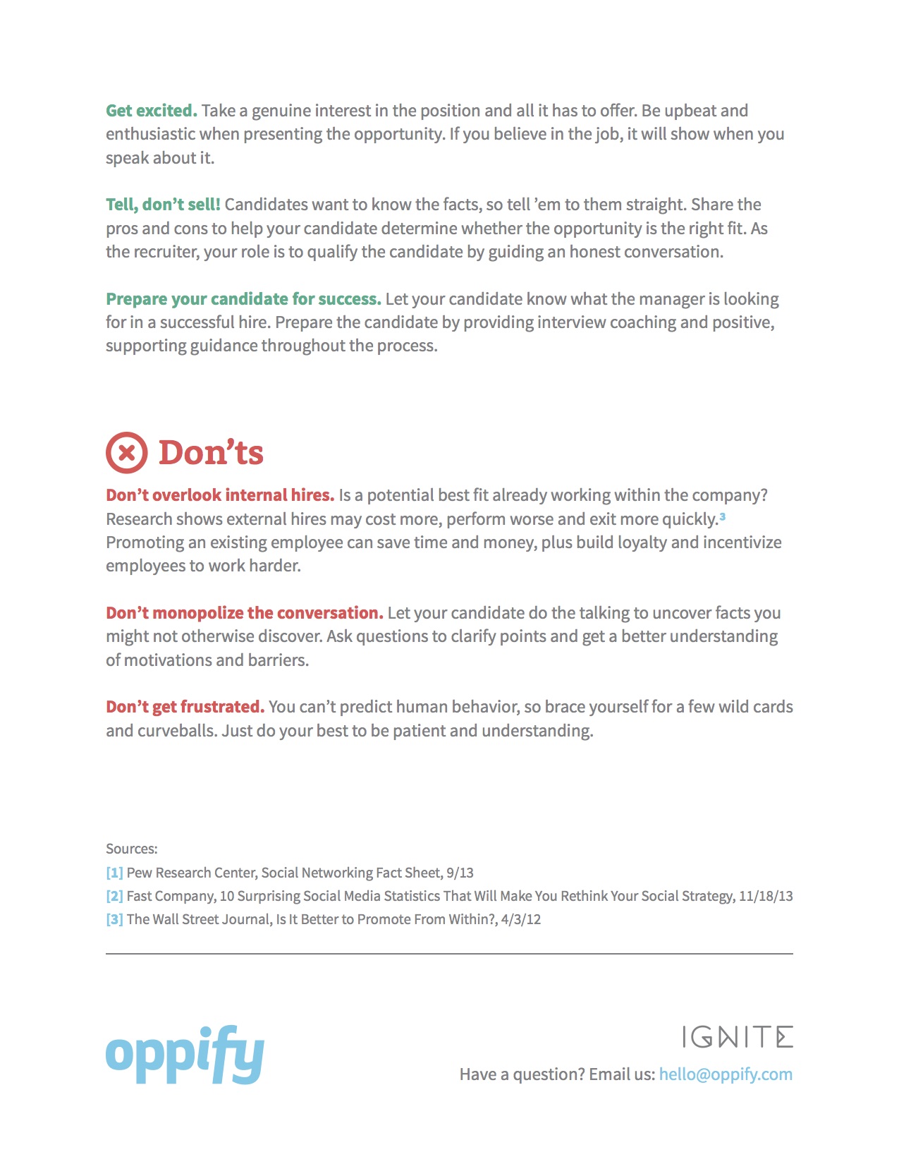 Oppify Recruiter Do's and Don'ts Back Page